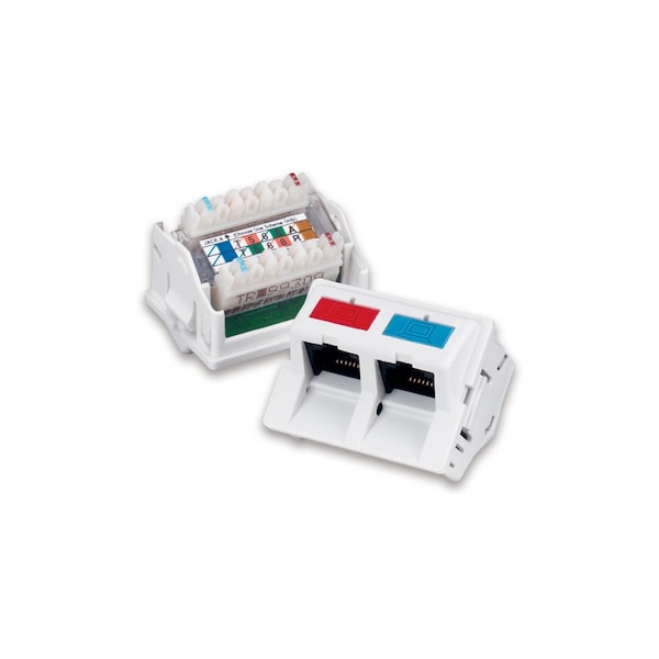 Siemon Company 2-PORT MOD JACK 110 8W8P UTP, T568A/B CAT5E FLAT, COUPLER LIGHT IVORY CT-F-C5-C5-80